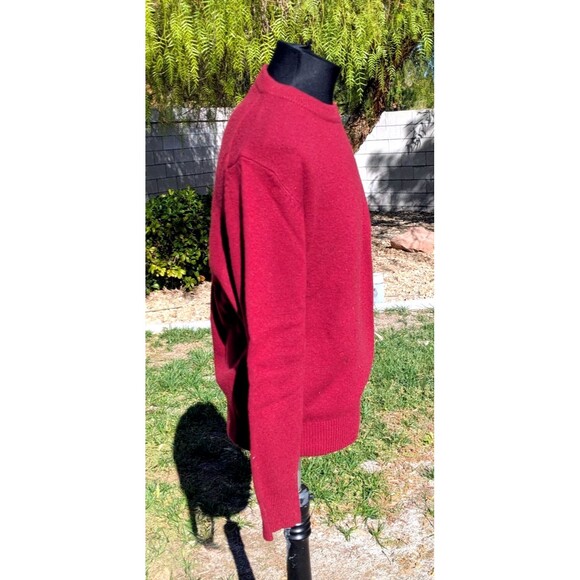 DAMAGED/HOLE Vintage Giordano Burgundy Red Lambswool Men's Med Pullover Sweater - Picture 3 of 8